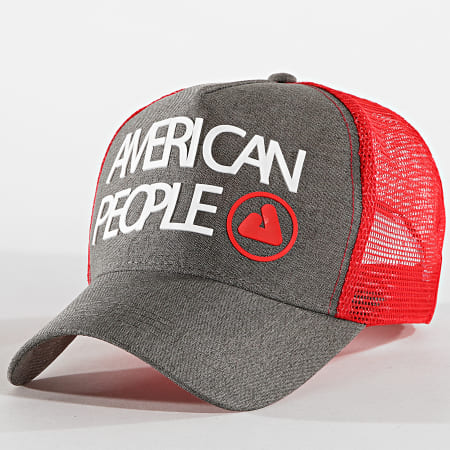 American People - Casquette Trucker Tage Gris Anthracite Rouge