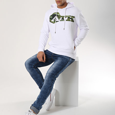 ATK - Sweat Capuche Logo Blanc Camo Vert Kaki