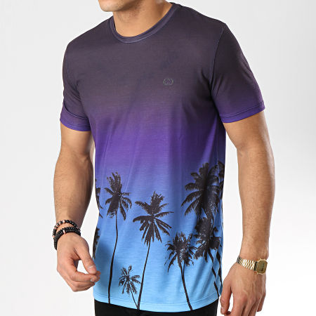 Classic Series - Tee Shirt Palm Tree Violet Bleu Ciel Dégradé