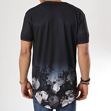 Gianni Kavanagh - Tee Shirt Oversize Faded Nostalgic Noir Dégradé Floral