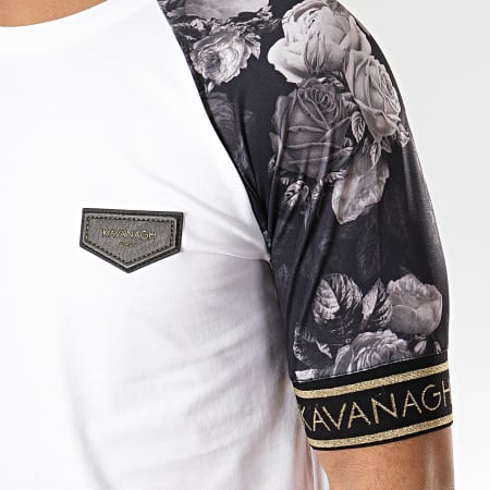 Gianni Kavanagh - Tee Shirt Oversize Avec Bande Nostalgic Rose Blanc Noir Floral 
