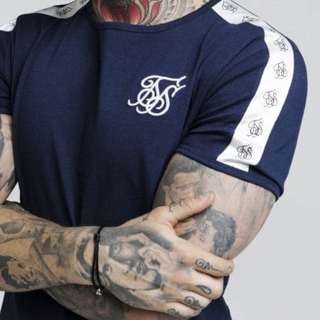 SikSilk - Tee Shirt Oversize A Bandes 13977 Bleu Marine