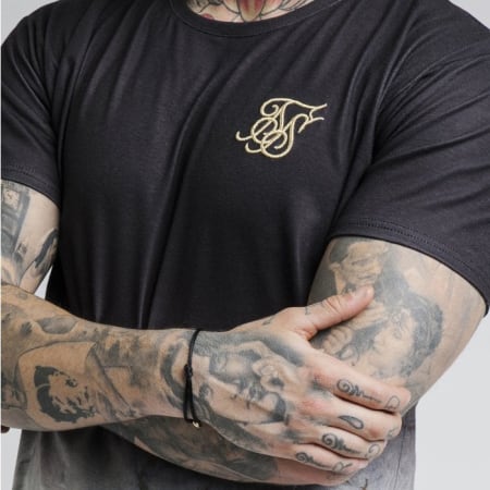 SikSilk - Tee Shirt Oversize 14347 Noir Gris Dégradé