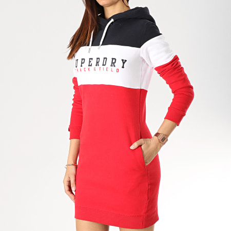 Superdry - Robe Sweat Capuche Femme Track And Field G80120NT Rouge Noir Blanc