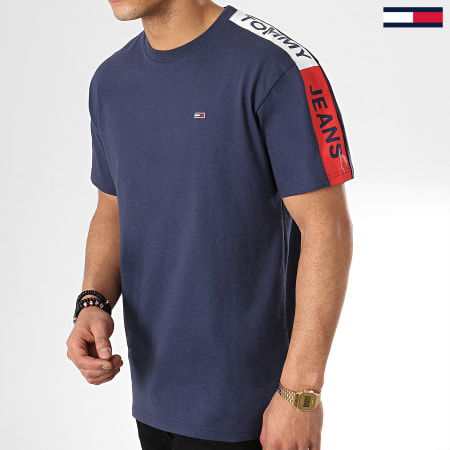 Tommy Jeans - Tee Shirt Avec Bandes Sleeve Graphic 6082 Bleu Marine