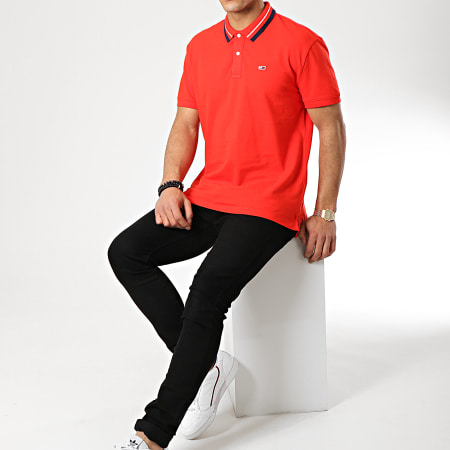 Tommy Jeans - Polo Manches Courtes Classics Stretch 5509 Rouge