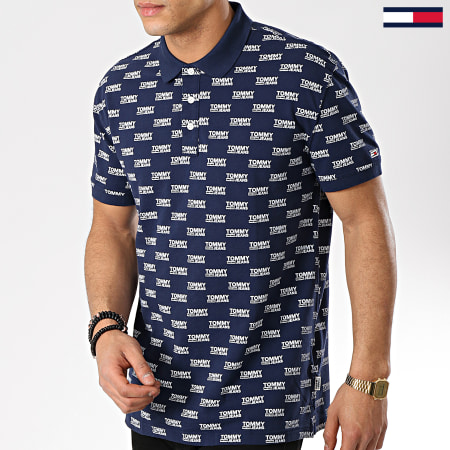 Tommy Hilfiger - Polo Manches Courtes All Over Print 6028 Bleu Marine