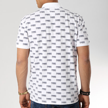 Tommy Jeans - Polo Manches Courtes All Over Print 6028 Blanc