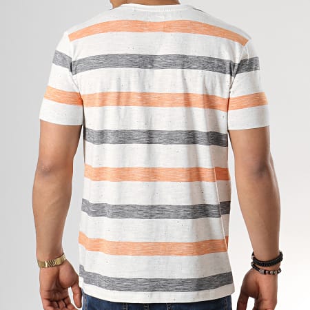 Esprit - Tee Shirt 049CC2K010 Blanc Orange Gris