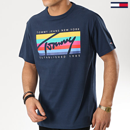 Tommy Jeans - Tee Shirt Tommy Rainbow Box 6079 Bleu Marine