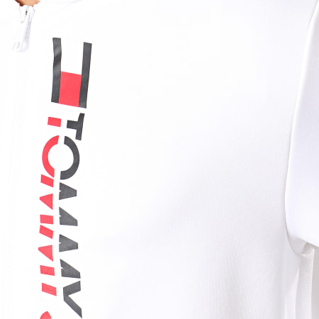 Tommy Hilfiger - Sweat Zippé Capuche Vertical Logo 0066 Blanc