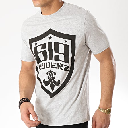 619 Ryderz - Tee Shirt 619 Logo Gris Chiné Noir