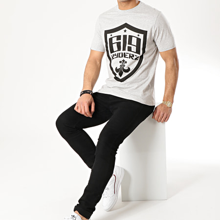 619 Ryderz - Tee Shirt 619 Logo Gris Chiné Noir