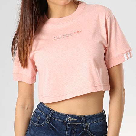 Adidas Originals - Tee Shirt Femme Crop Coeeze DU2351 Rose Chiné