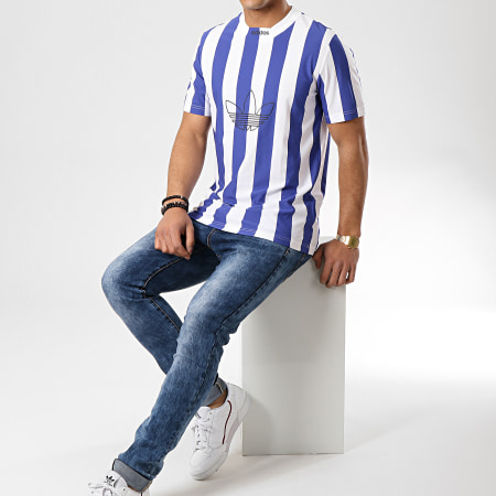 Adidas Originals - Tee Shirt Es Ply DU8527 Blanc Bleu Marine
