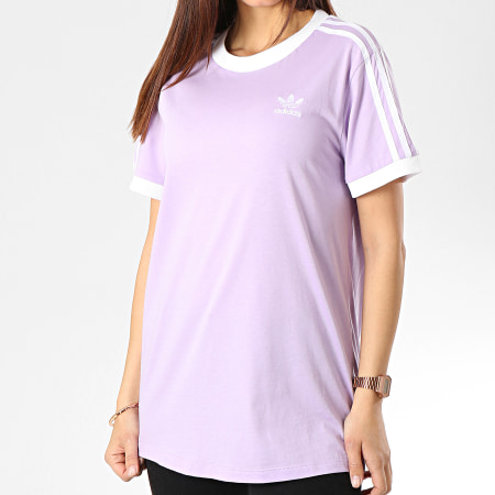 adidas - Tee Shirt Femme 3 Stripes DV2589 Lilas Blanc 