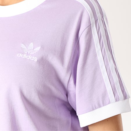 Adidas Originals - Tee Shirt Femme 3 Stripes DV2589 Lilas Blanc