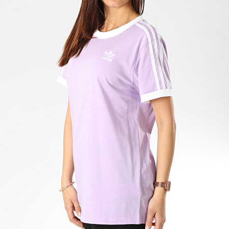 Adidas Originals - Tee Shirt Femme 3 Stripes DV2589 Lilas Blanc