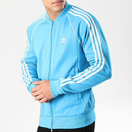 Adidas Originals - Veste Zippée Avec Bandes SST DZ4636 Bleu Clair Blanc 