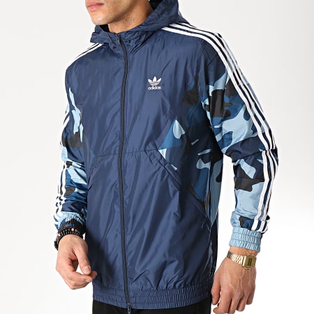 Adidas Originals - Veste Zippée A Bandes Camo WB DX3660 Bleu Marine Camouflage