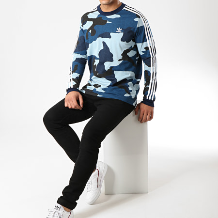 Adidas Originals - Tee Shirt Manches Longues Camo DV2066 Bleu Marine Camouflage