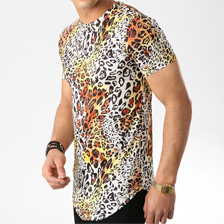 John H - Tee Shirt Oversize A031 Jaune Leopard