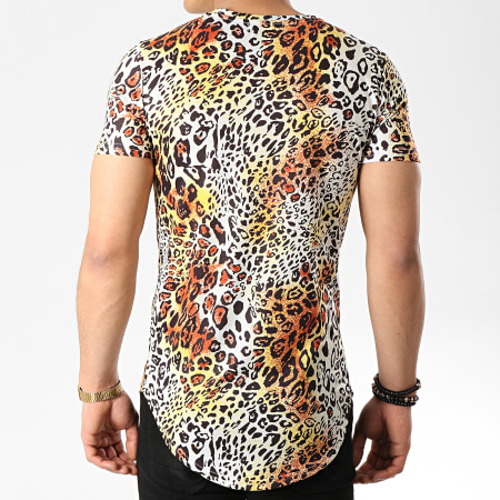 John H - Tee Shirt Oversize A031 Jaune Leopard