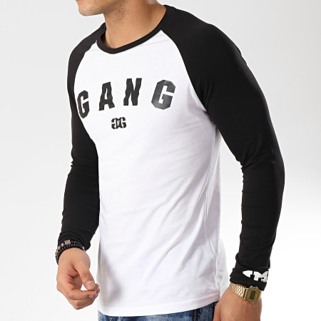 Ghetto Fabulous Gang - Tee Shirt Manches Longues Raglan Gang Blanc Noir