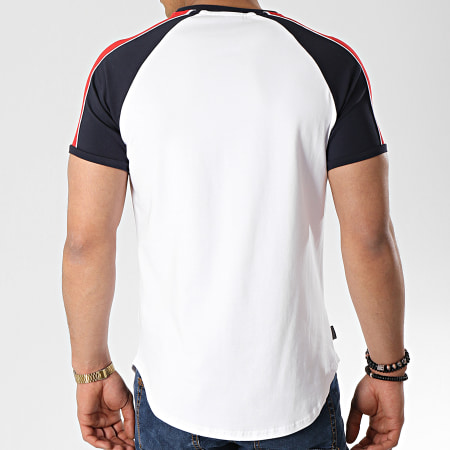 Gym King - Tee Shirt Oversize A Bandes Contrast Piped Blanc Rouge Bleu Marine
