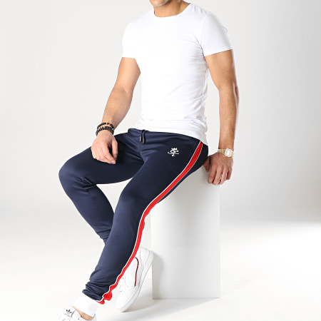 Gym King Pantalon Jogging A Bandes Tri Colour Poly Bleu Marine
