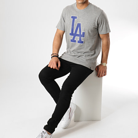 '47 Brand - Tee Shirt Los Angeles Dodgers Gris Chiné Bleu Roi
