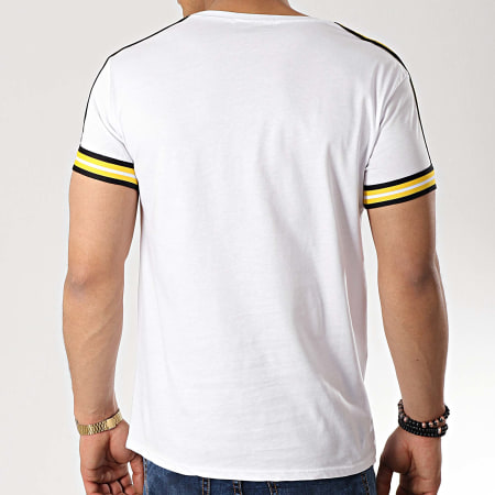 Frilivin - Tee Shirt Avec Bandes B8103 Blanc Jaune