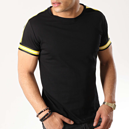 Frilivin - Tee Shirt Avec Bandes B8103 Noir Jaune