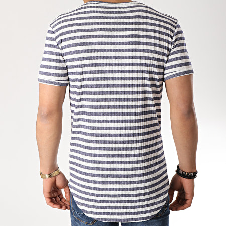 Frilivin - Tee Shirt Oversize 5273 Blanc Bleu Marine