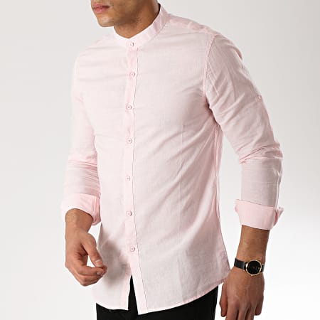 MTX - Chemise Manches Longues Col Mao CM323 Rose