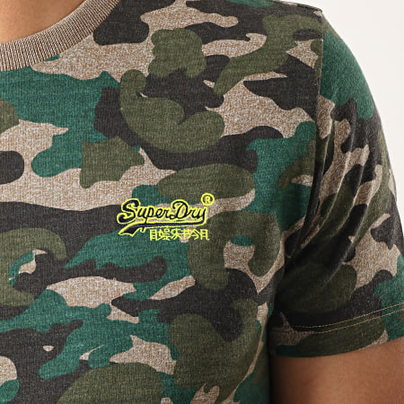 Superdry - Tee Shirt Vintage Embroidery Vert Kaki Camouflage 
