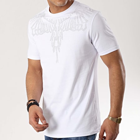 Uniplay - Tee Shirt A Strass UY358 Blanc Argenté
