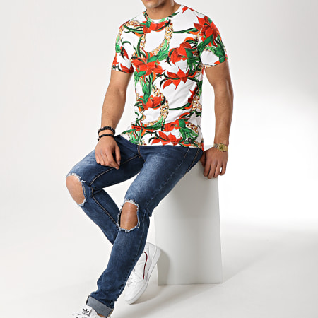 Uniplay - Tee Shirt Oversize KXT-11 Blanc Vert Rouge Floral
