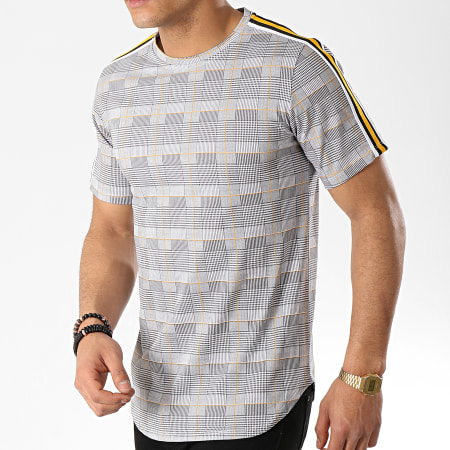 Uniplay - Tee Shirt Oversize A Carreaux Avec Bandes GO53 Blanc Noir