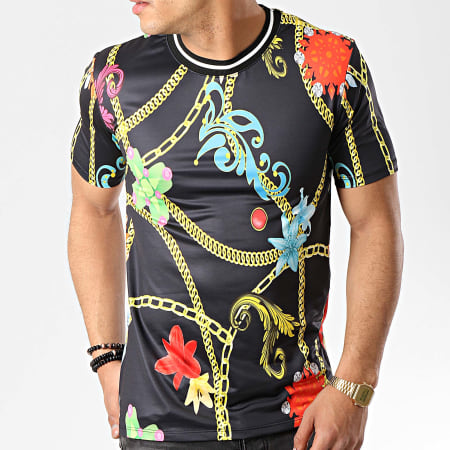 Uniplay - Tee Shirt UY351 Noir Floral