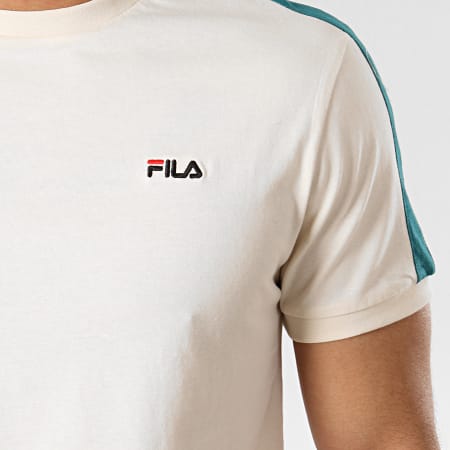 Fila - Tee Shirt Avec Bandes Salus 687010 Ecru Vert