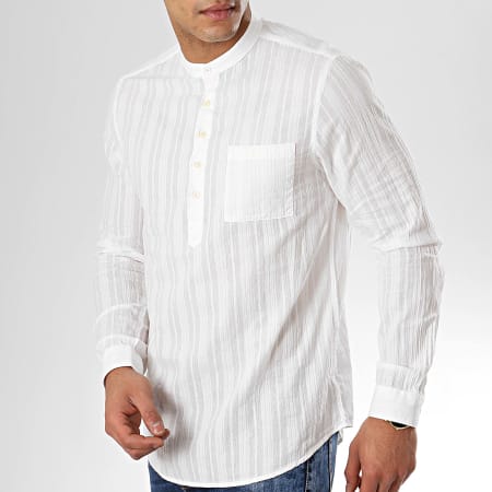 MTX - Chemise Manches Longues Col Mao S7183 Blanc