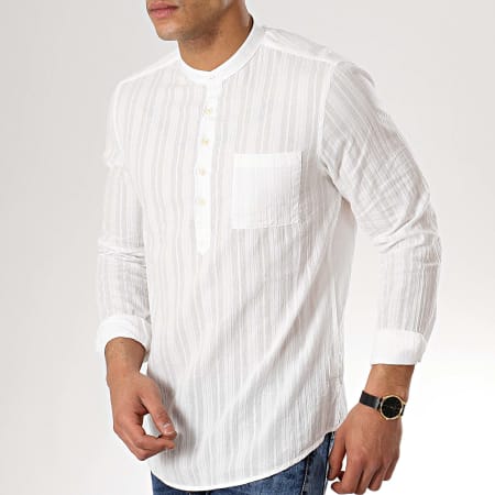 MTX - Chemise Manches Longues Col Mao S7183 Blanc