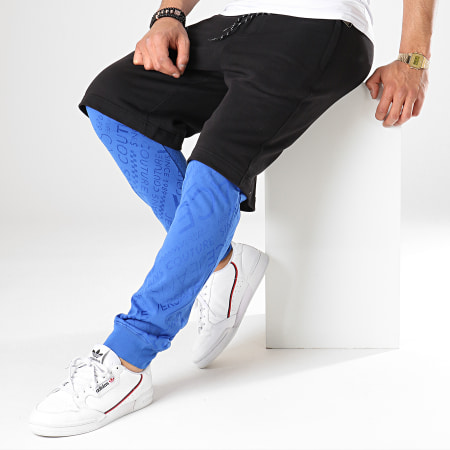 Versace Jeans Couture - Pantalon Jogging Tup315 Double Noir Bleu Roi