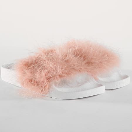 Girls Outfit - Claquettes Femme Feather L0130 Rose Blanc