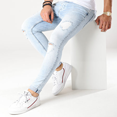 Gym King Jean Skinny Distressed Acid Bleu Wash Ryses