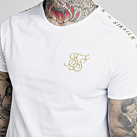 SikSilk - Tee Shirt Oversize A Bandes 14337 Blanc Doré