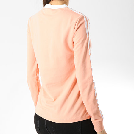 Adidas Originals - Tee Shirt Manches Longues Femme 3 Stripes DV2606 Rose Blanc