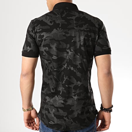 Ikao - Polo Manches Courtes F436 Noir Gris Camouflage 
