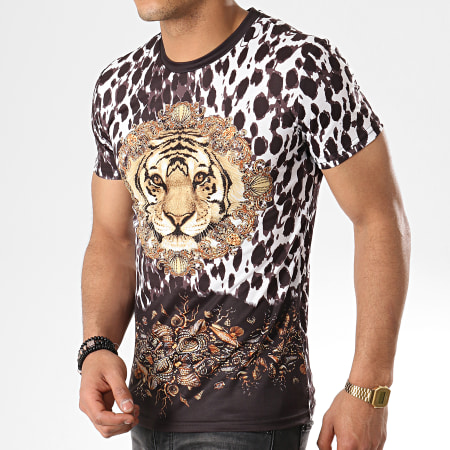 John H - Tee Shirt 1976 Blanc Leopard Noir